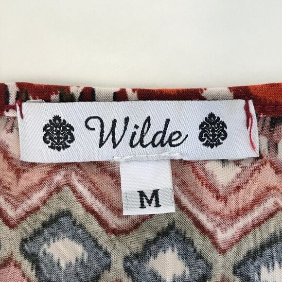 Wilde Geometric Sharkbite Tunic Women's Medium Stretch Knit Scoop Neck Casual - Picture 8 of 9